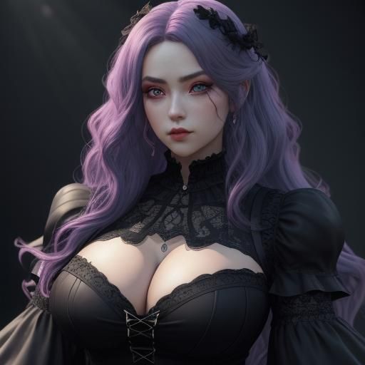 Curvy Goth Girl in 3D Anime Art Style