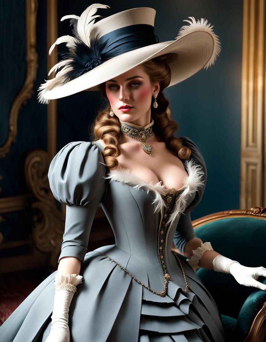 Charming Bourgeoise in 19th Century Fashion