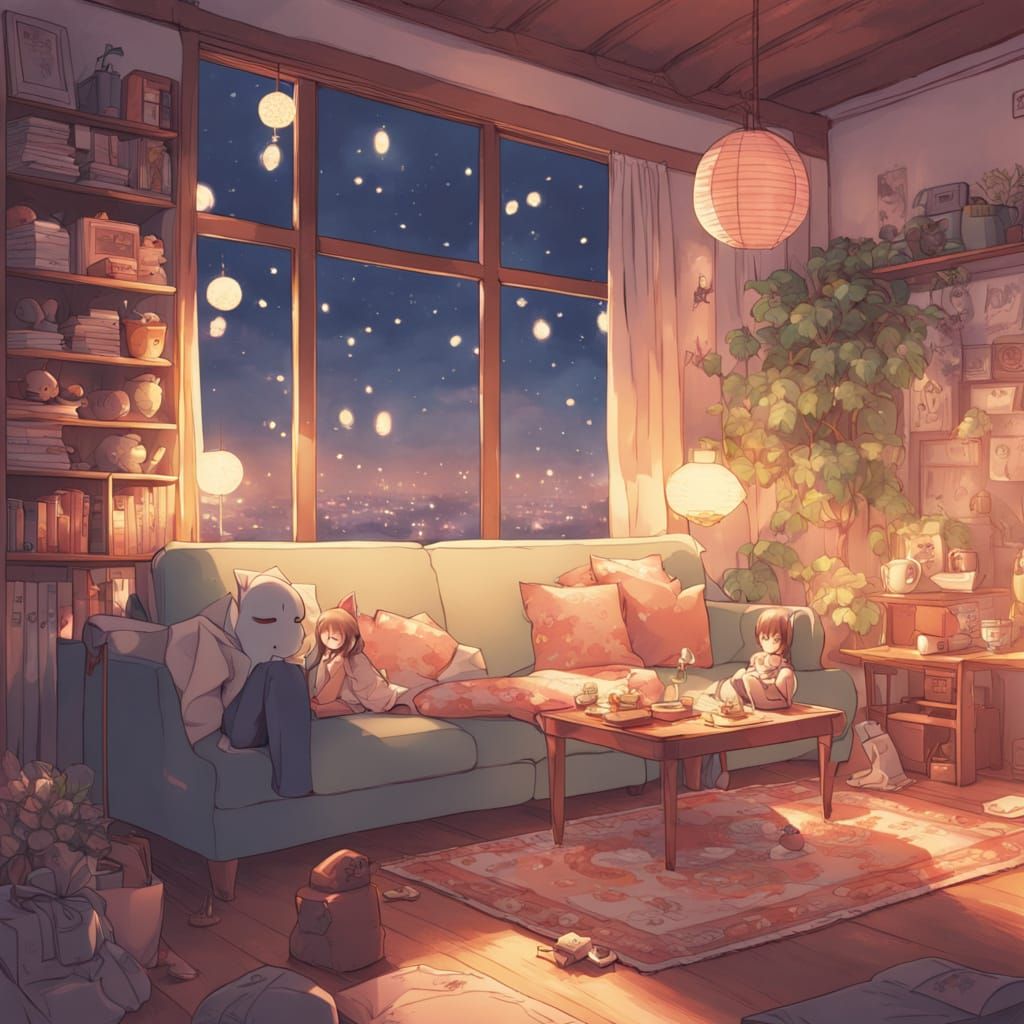 Whimsical Anime Home with Cozy Alien