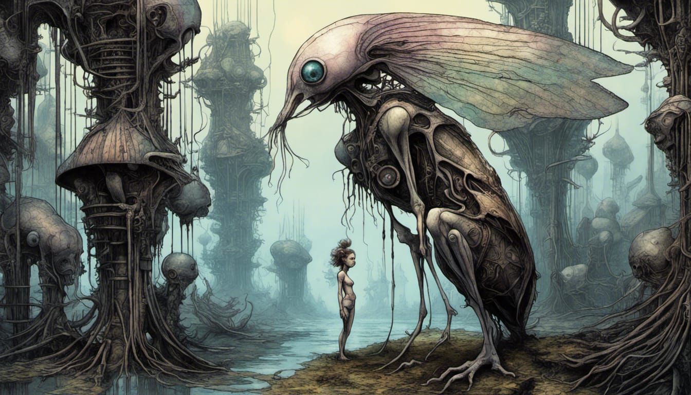 Cyberpunk Fairy Horror: A Digital Art Fusion