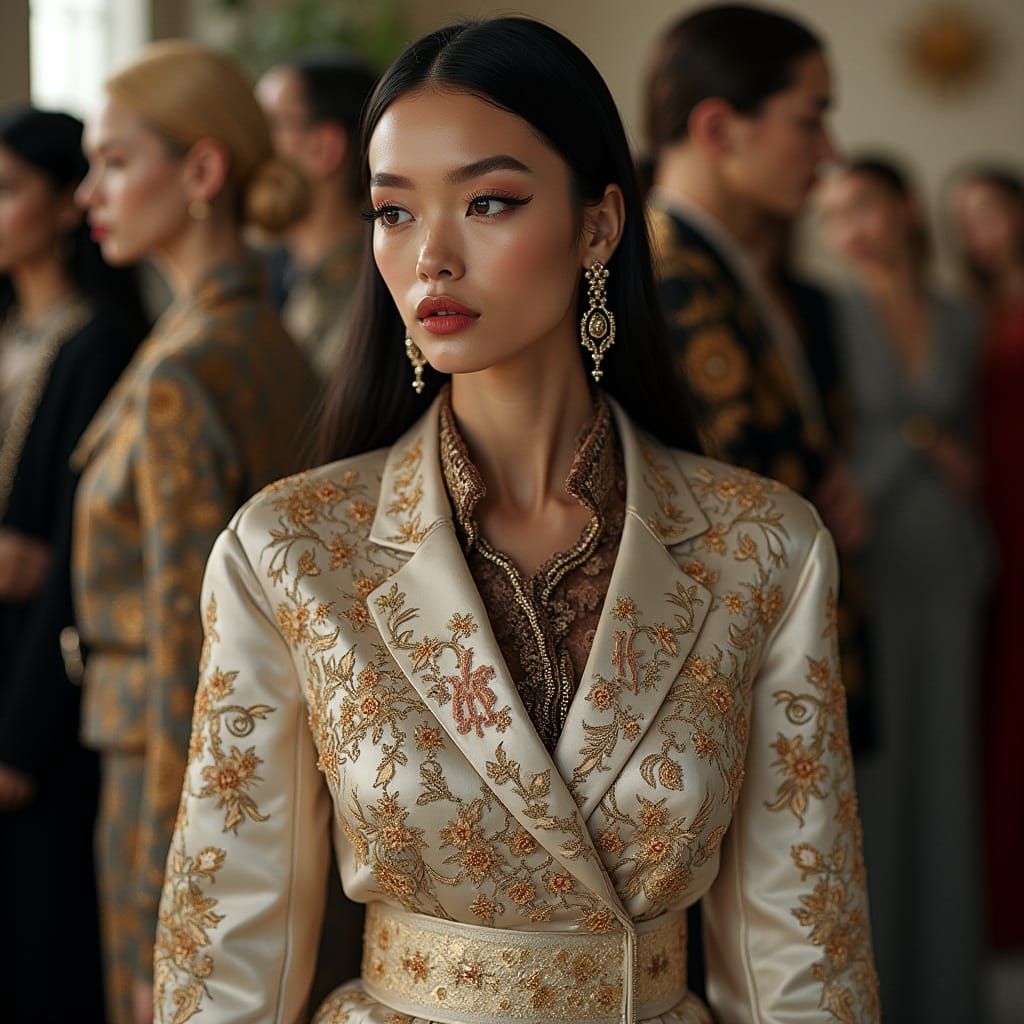 Luxury Model in Custom Jacket, Audrey Kawasaki Style