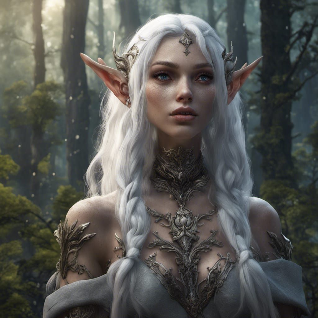 Ethereal Forest Elf in Detailed Matte Painting