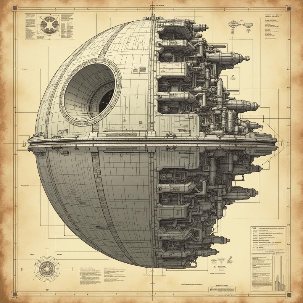 Death Star Schematic in Syd Mead Style