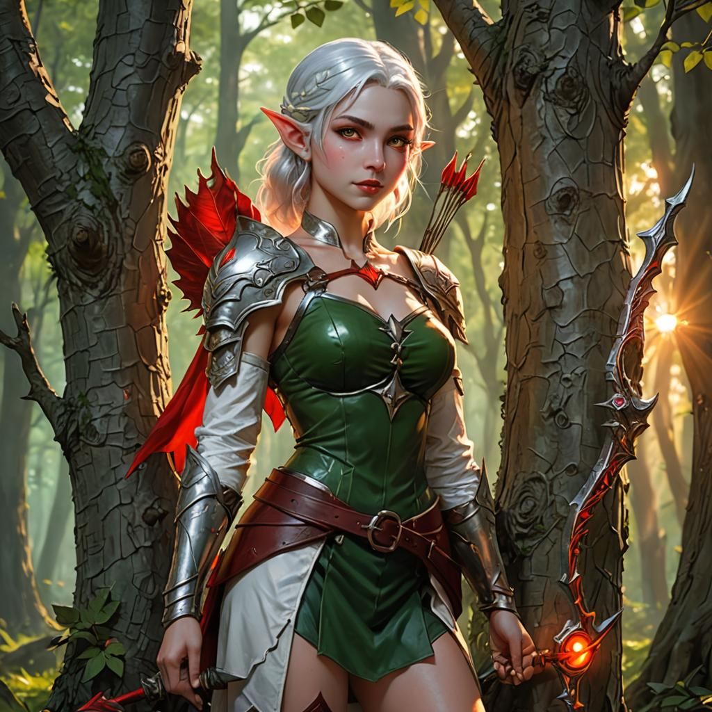 Beautiful Elf in Forest: 3D Anime Art