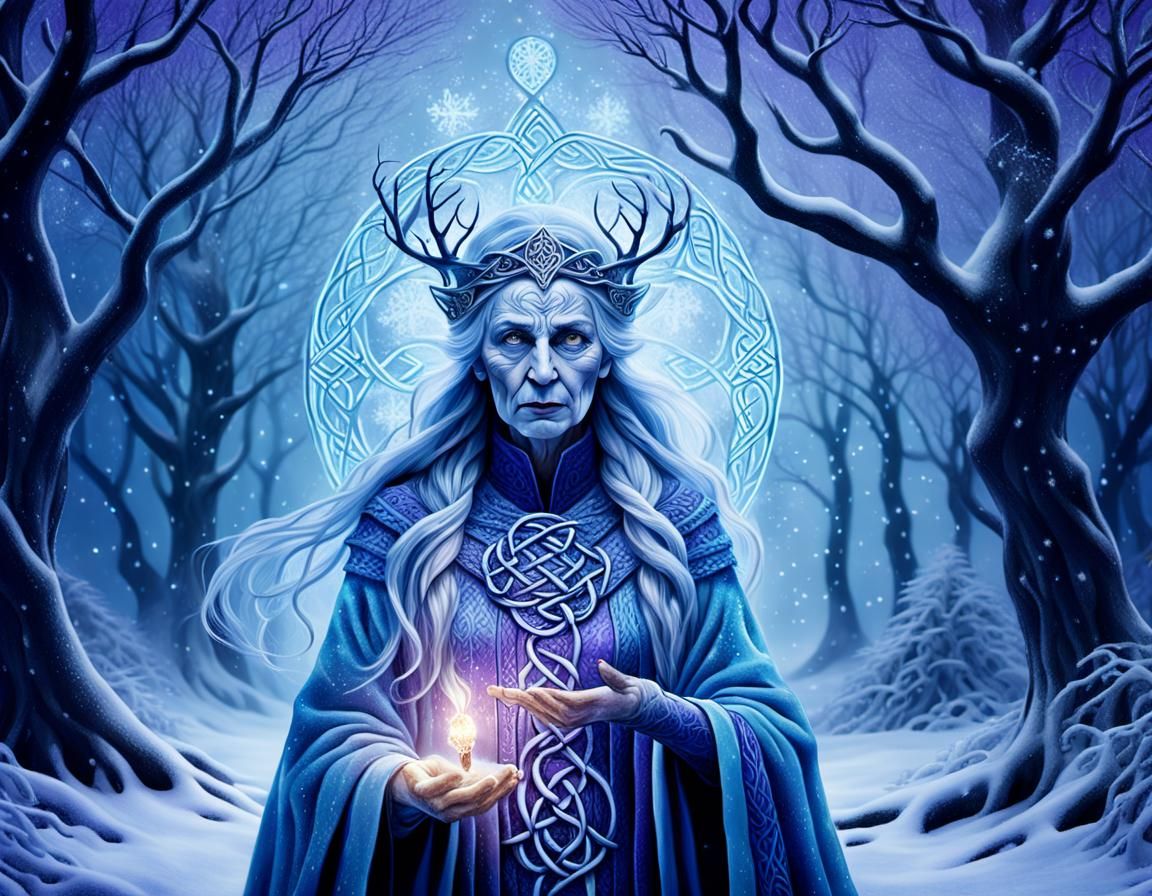 Queen of Winter Cailleach Casting a Spell