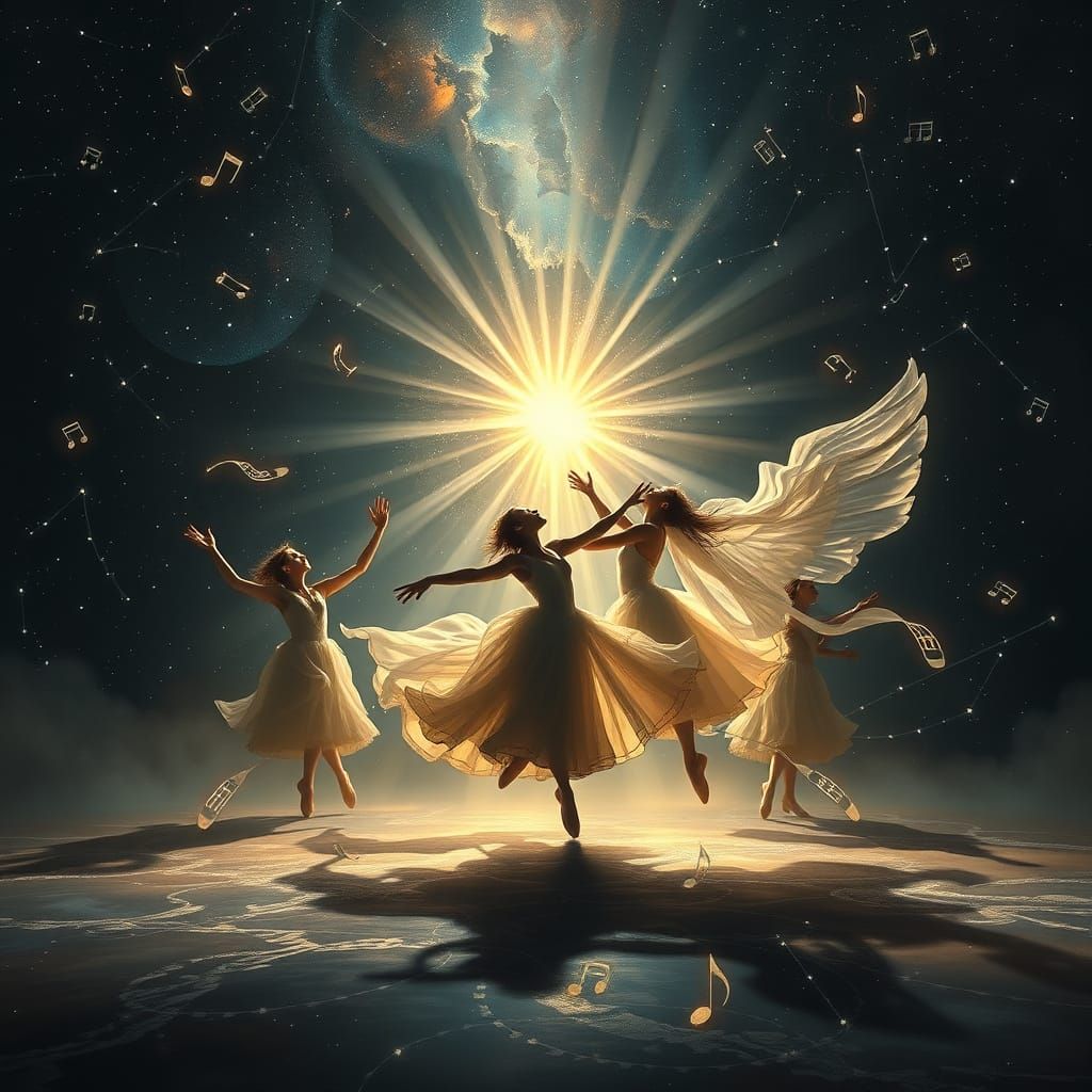 Celestial Ballet in Baroque Digital Painting Style