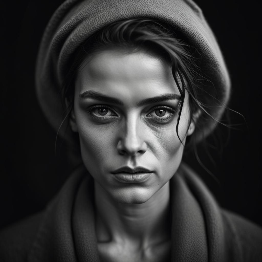 Monochrome Portrait of a Woman in High Contrast