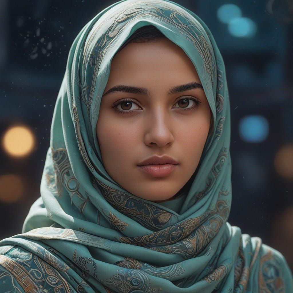A Portrait of a Beautiful Young Hijab Pakistani Woman