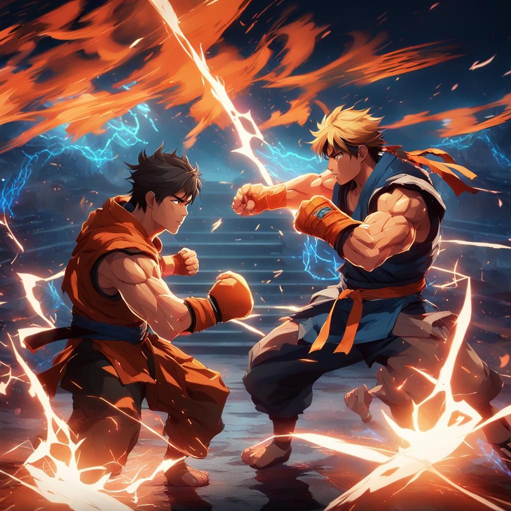 Ryu Battles Ken in an Electrifying 3D Anime Showdown
