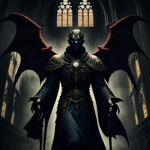 Vampire on Gothic Cathedral in Dark Fantasy Style