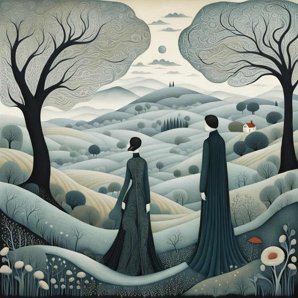 Ethereal Figures in Dreamlike Mindscape Concept Art