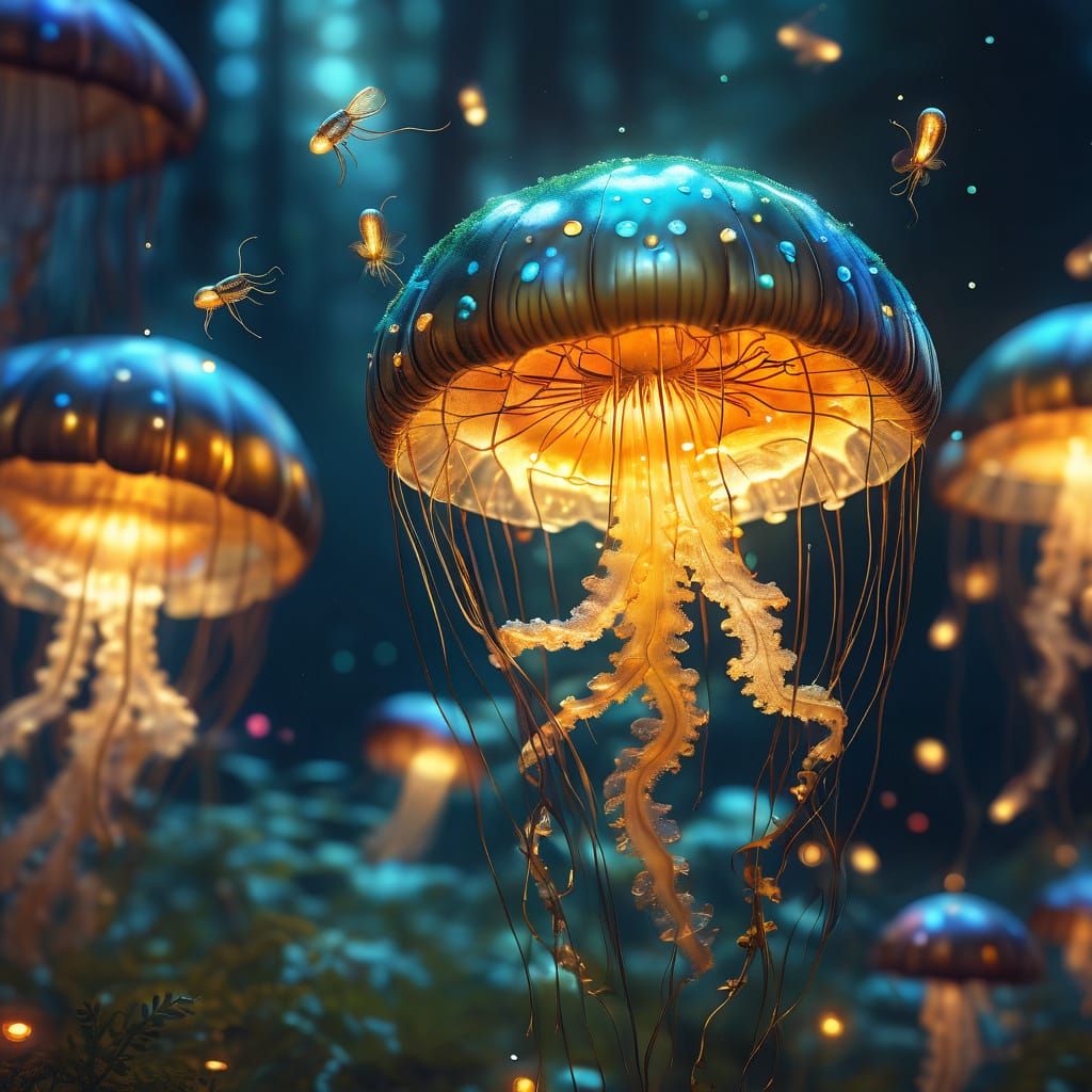 Surreal Jellyfish Mushroom Hot Air Balloon