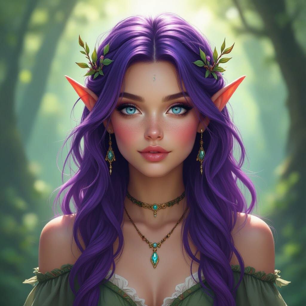 Female Fairy Druid in Forest Setting