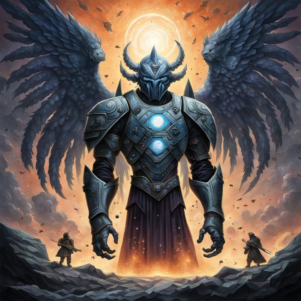 Ethereal Clash of Angels and Demons in Mannerist Oil Paintin...