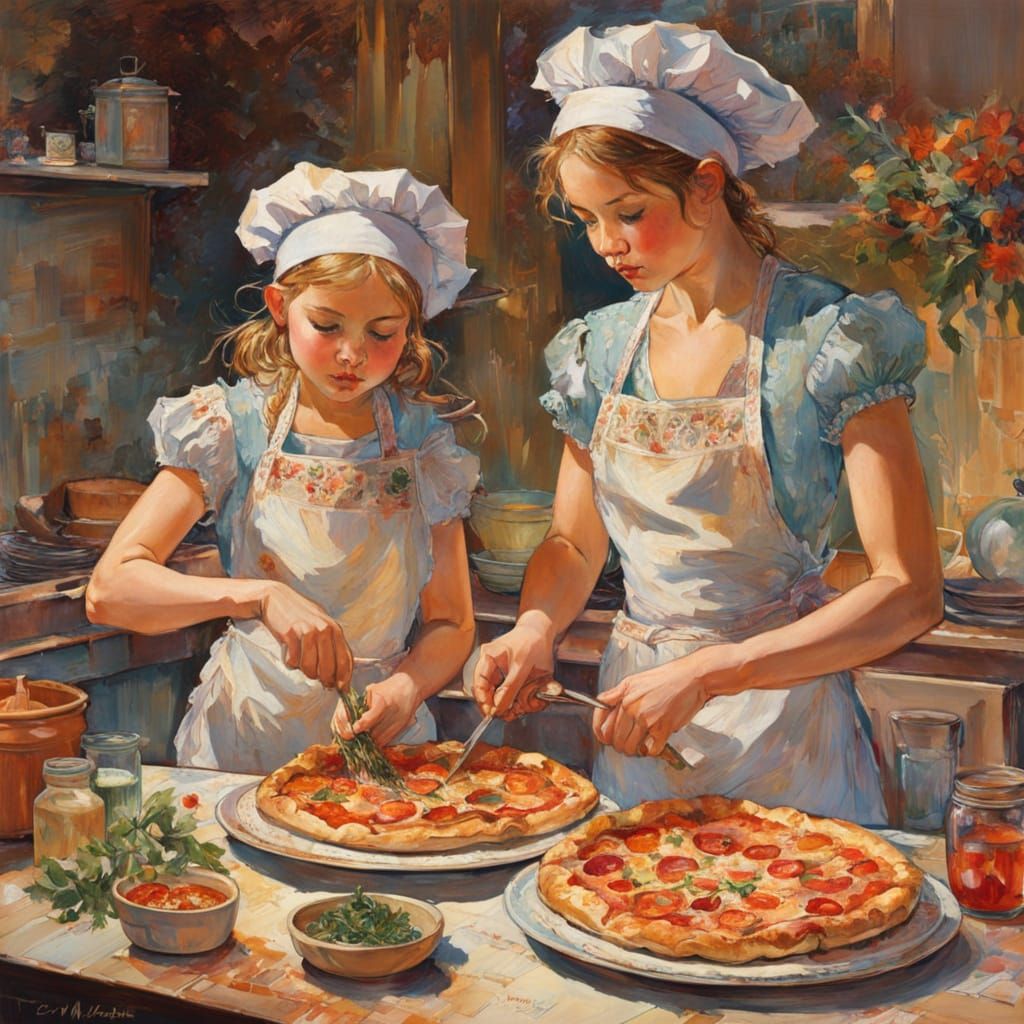 Making pizza together