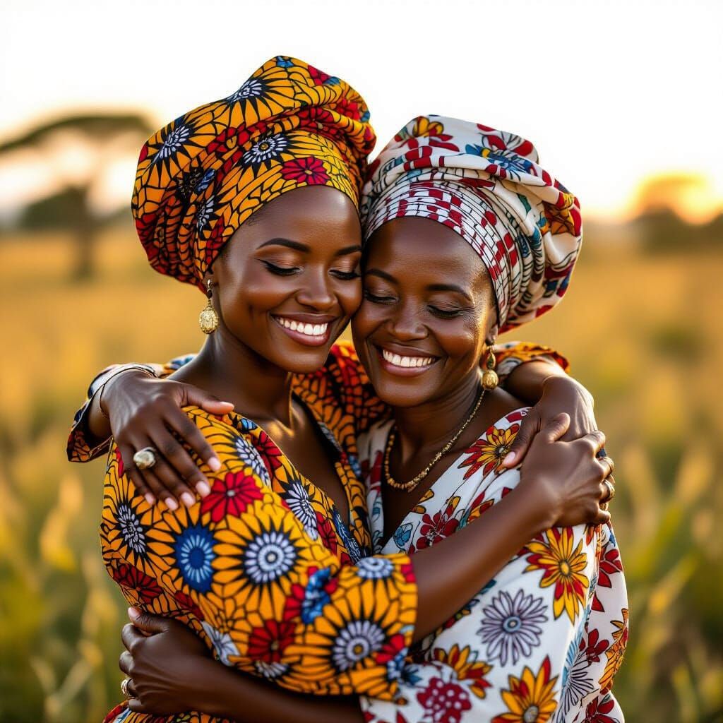 Heartfelt Embrace in the African Savannah