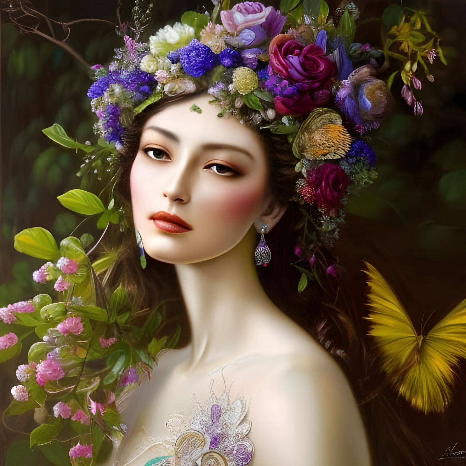 Hyperdetailed Flower Queen in Surreal Style