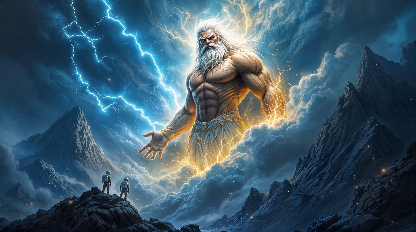Ancient God of the Electric Storm in Hyperrealistic Painting