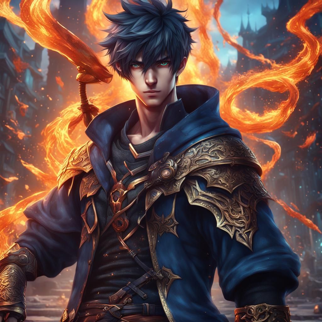 Attractive Anime Boy in Detailed Digital Painting
