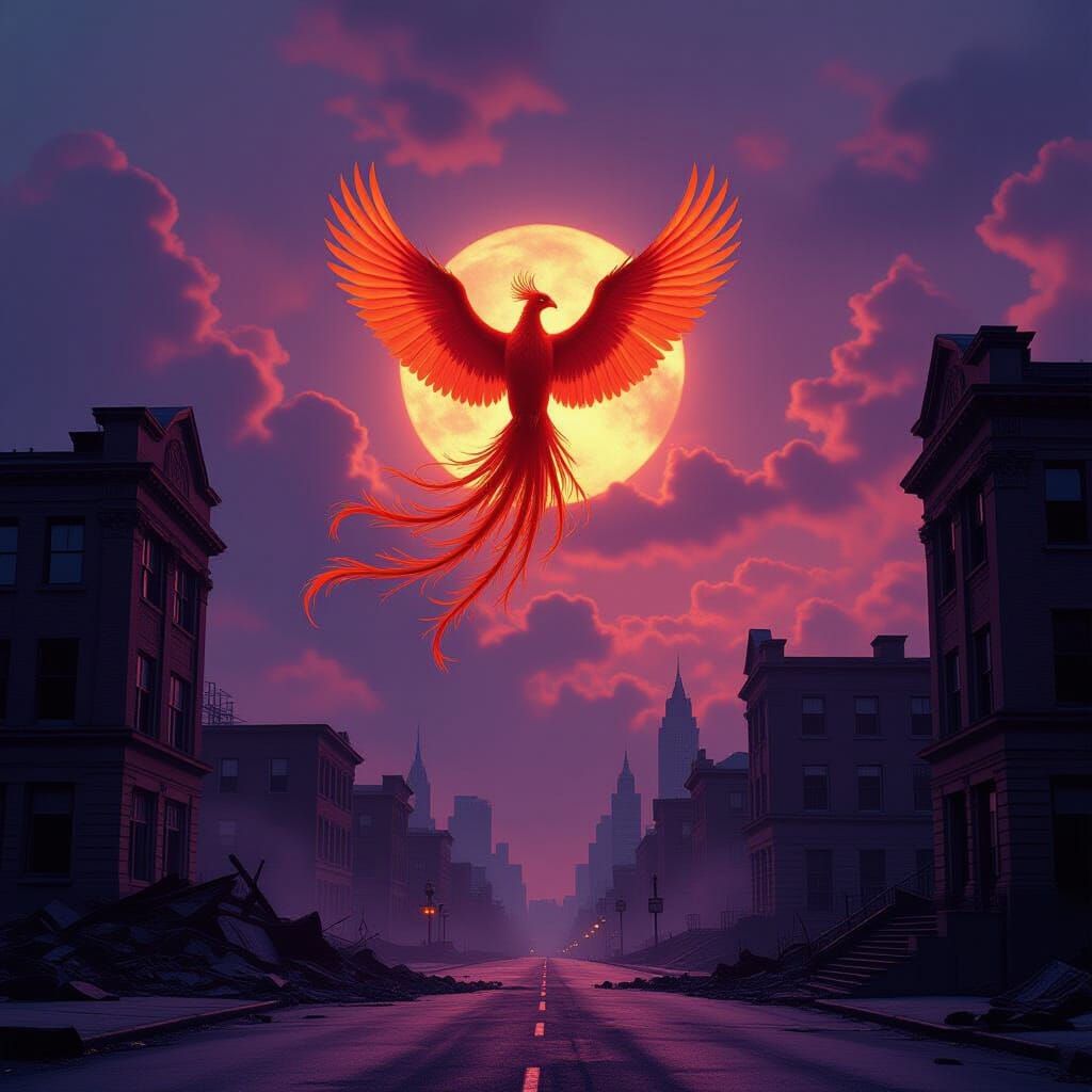 Spectral Phoenix Rises From Art Deco City Ashes