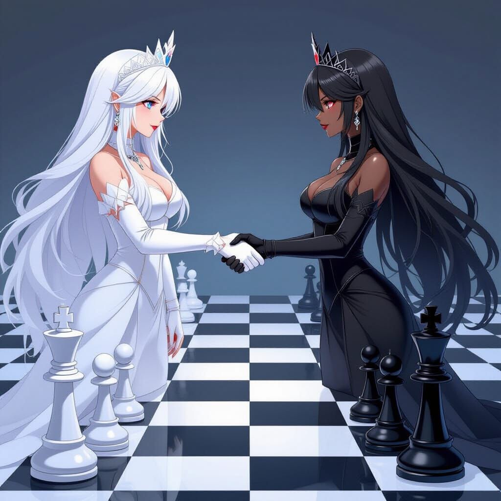 Two Queens Face Off on Giant Chessboard in Semi-Realistic St...