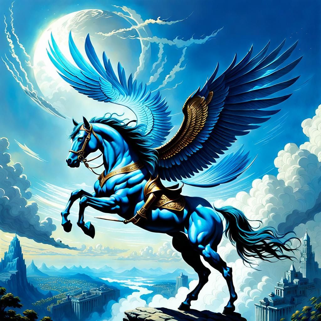 Perseus on Pegasus in Breathtaking Blue Sky