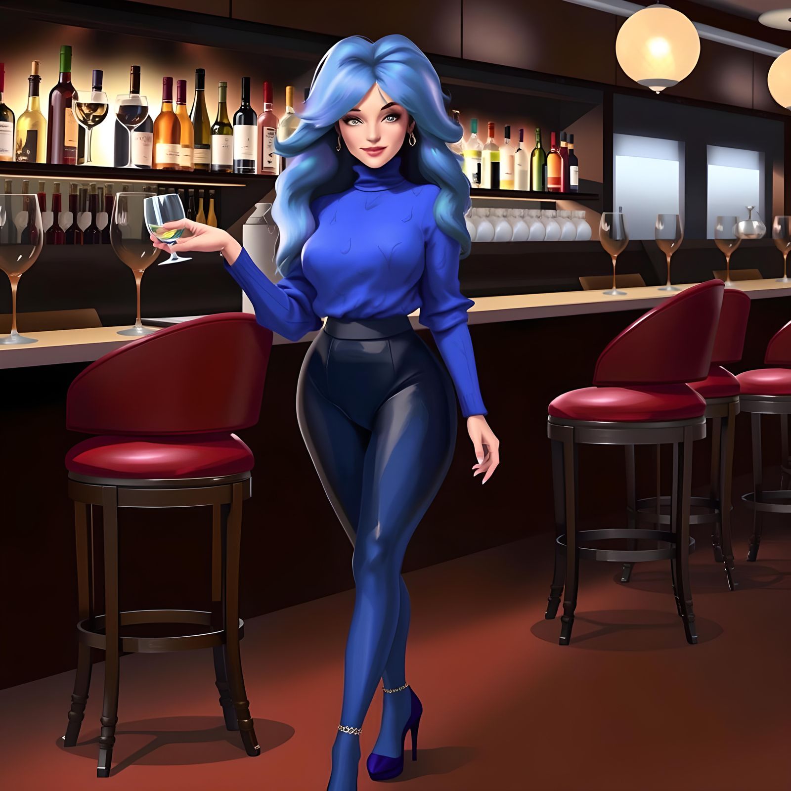 1980s Fashion: Woman Enters Restaurant