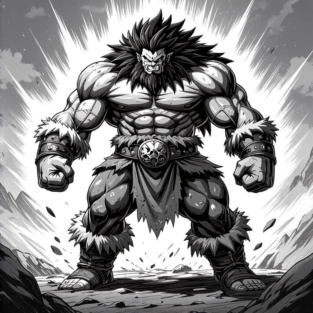 Heroic Juggernaut Warrior in Manga Style Sketch