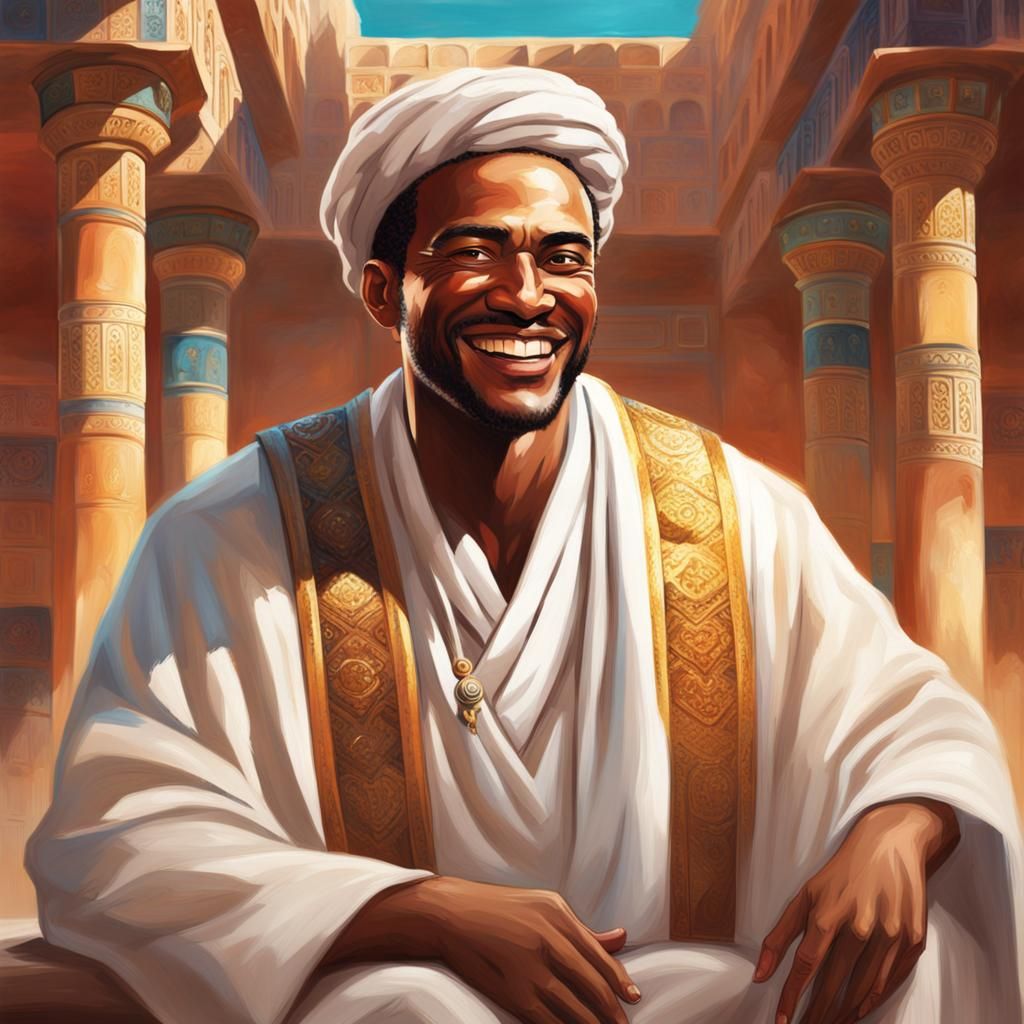 Tan-Skinned Man in Herod's Temple: Hyperrealistic Art