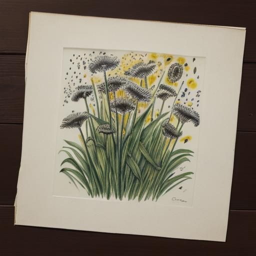 Plantain Grass: Anxious Botanical Ink Drawing