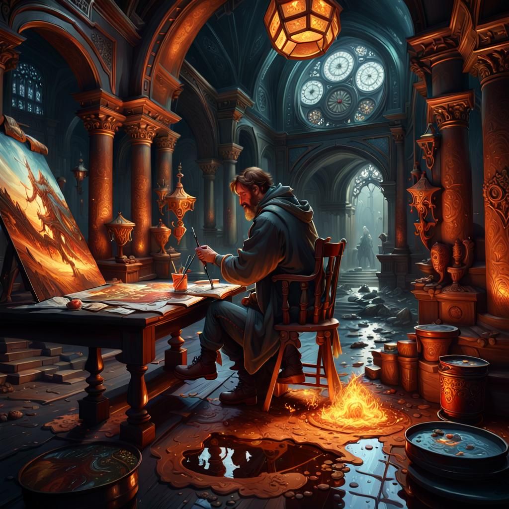 Infinite Reflections: A Dark Fantasy Art Piece