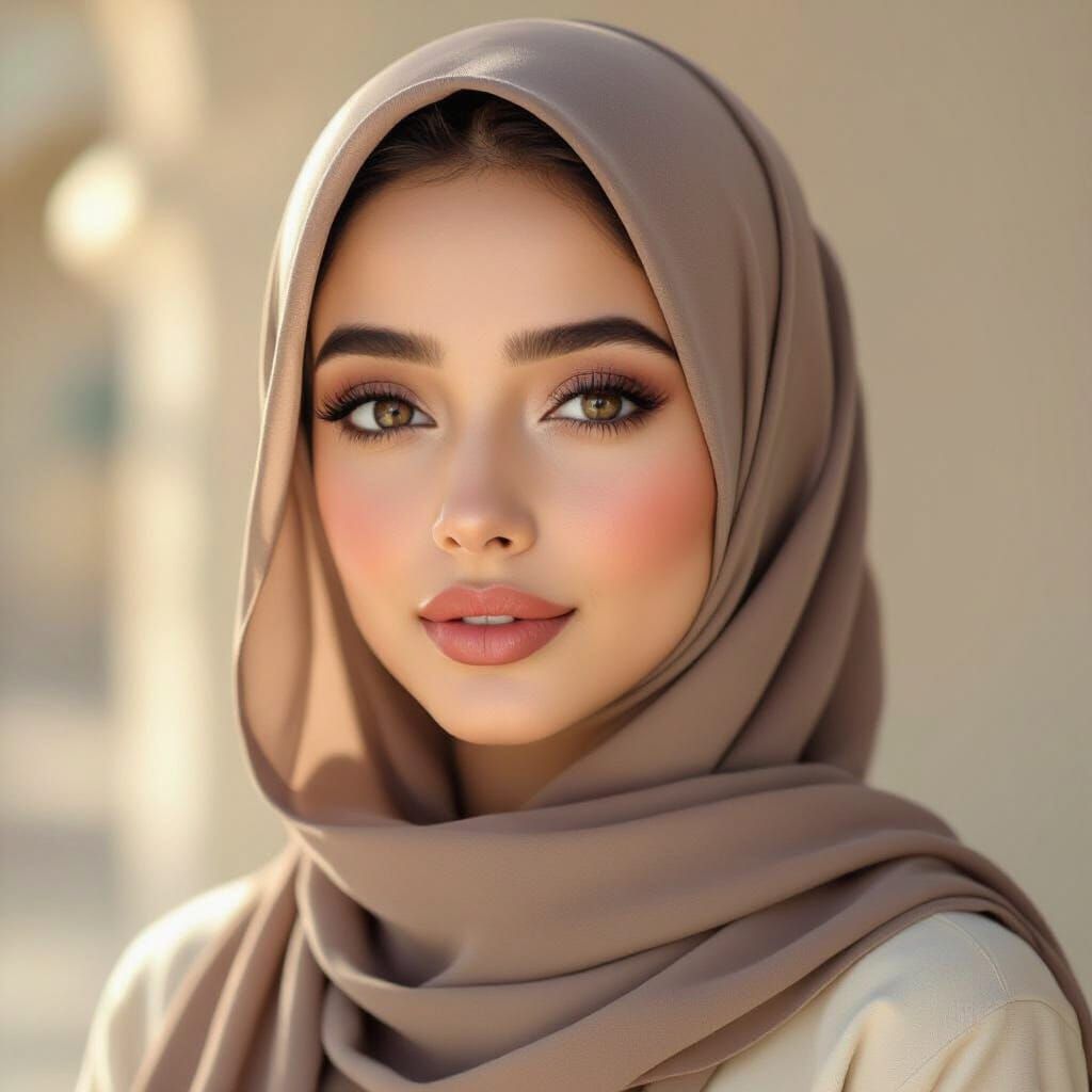 Elegant Muslim Woman Portrait in Digital Art Style