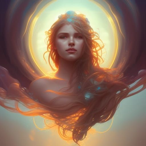 Ocean Goddess Portrait in Hyperdetailed Splash Art Style