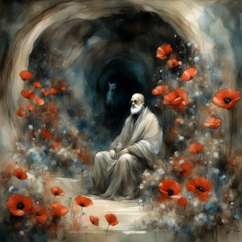 Morpheus 'the Greek God of Dreams: sitting in his cave