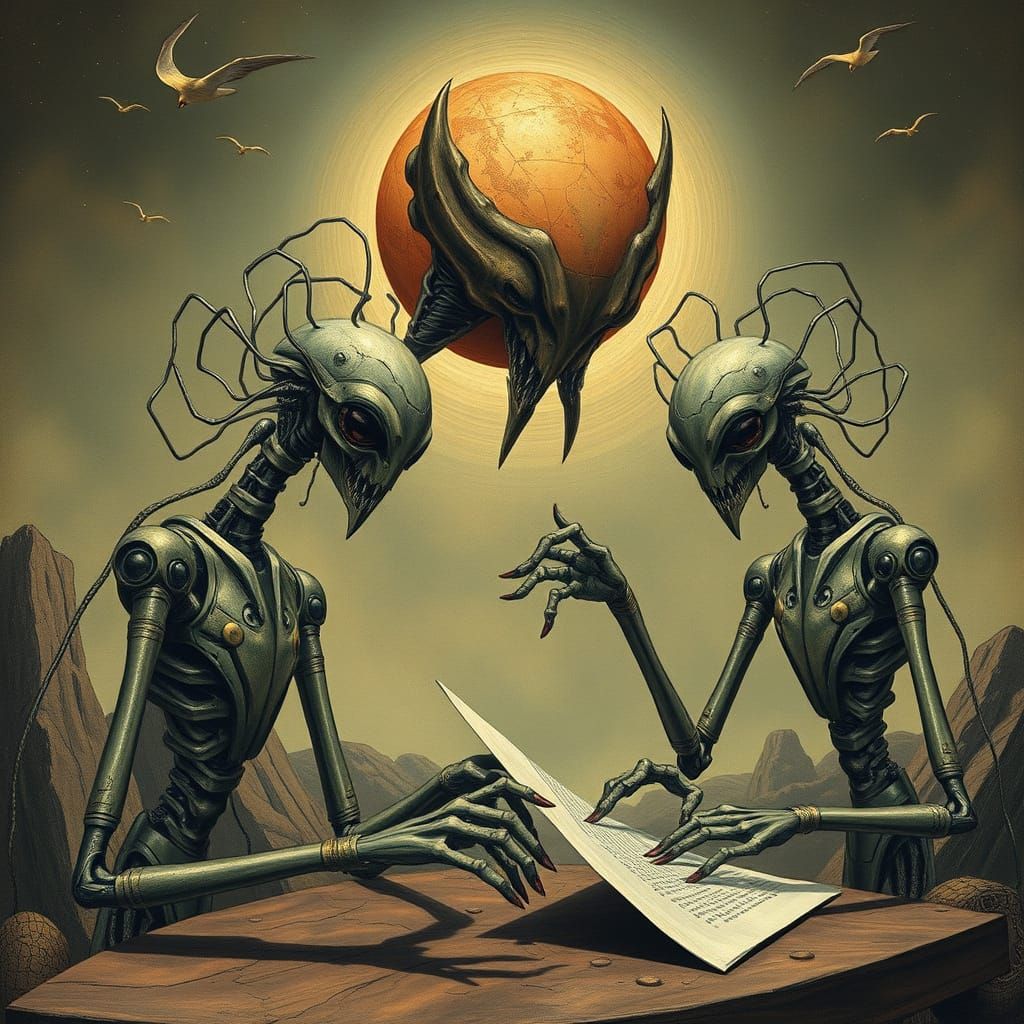 Lovecraftian Droids Plotting Doom in Surreal Street Art