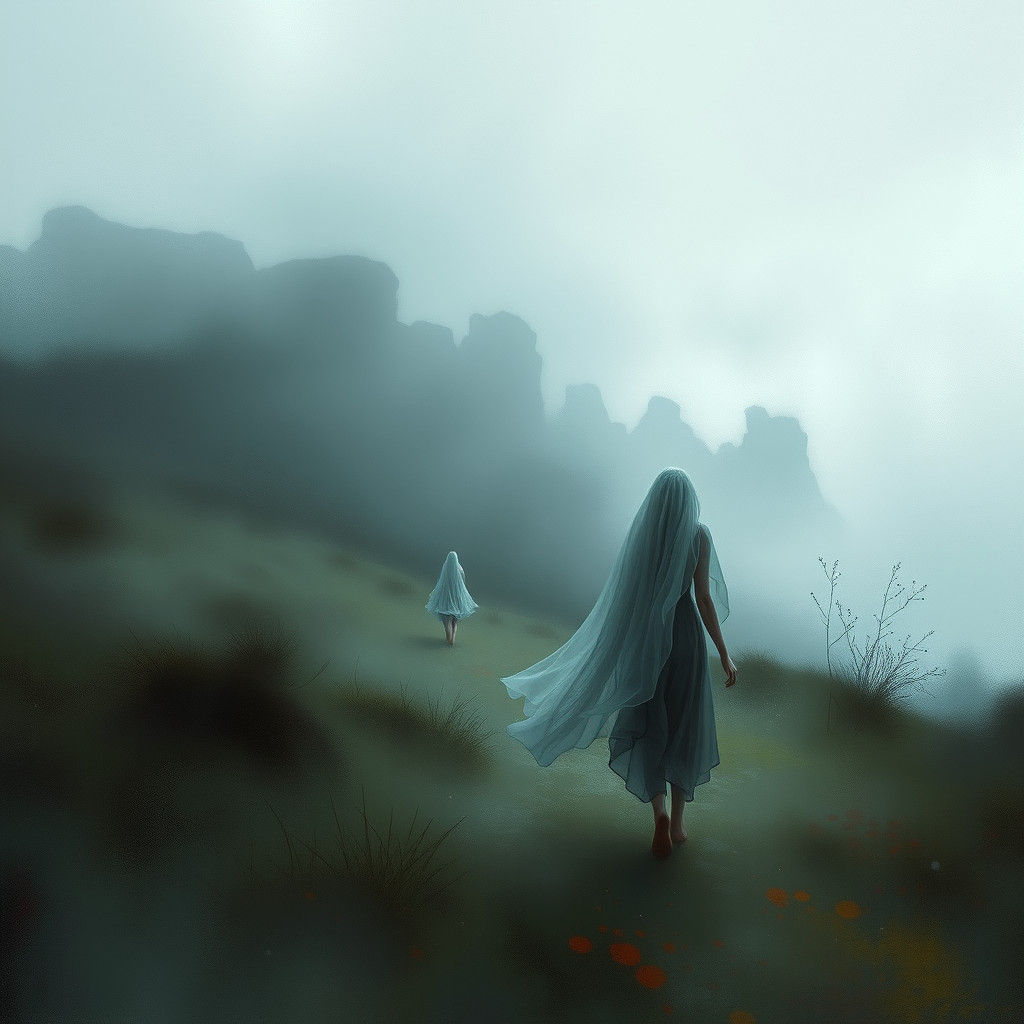 Ethereal Beings Wander Mist-Shrouded Moors