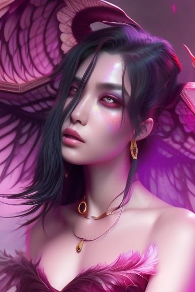 Detailed Portrait of a Black Angel Woman