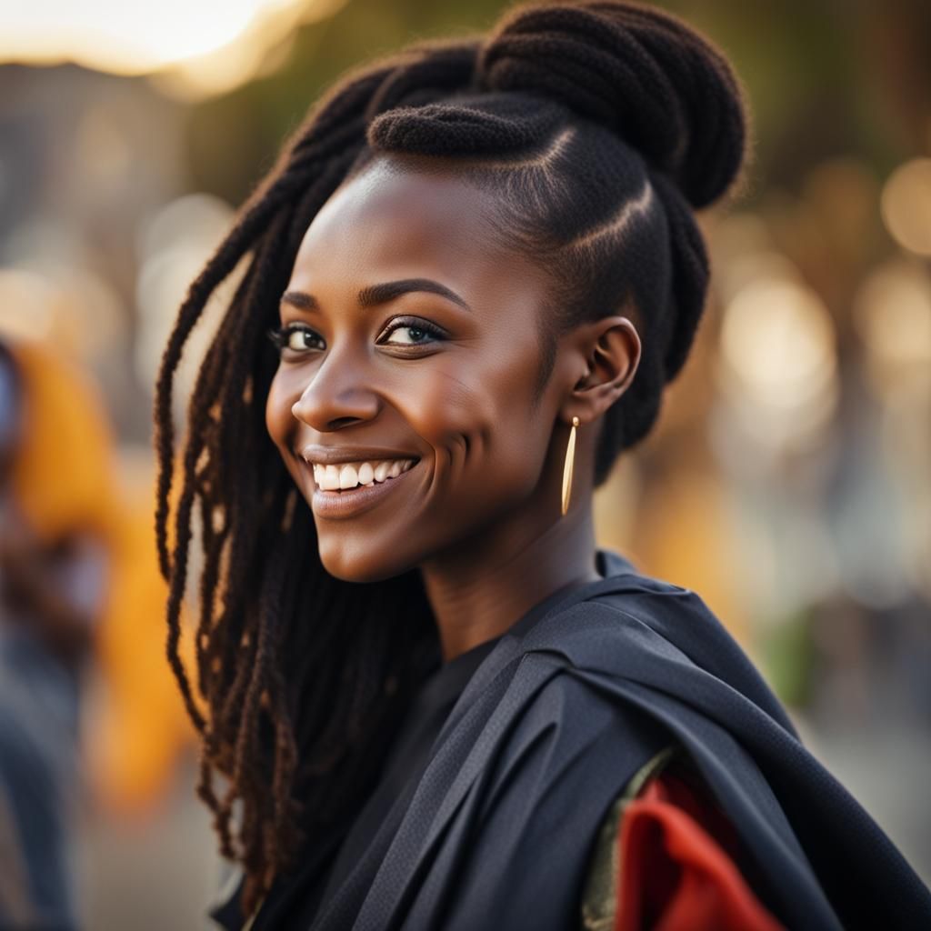 Portrait of Smiling Black Woman in Cape Town