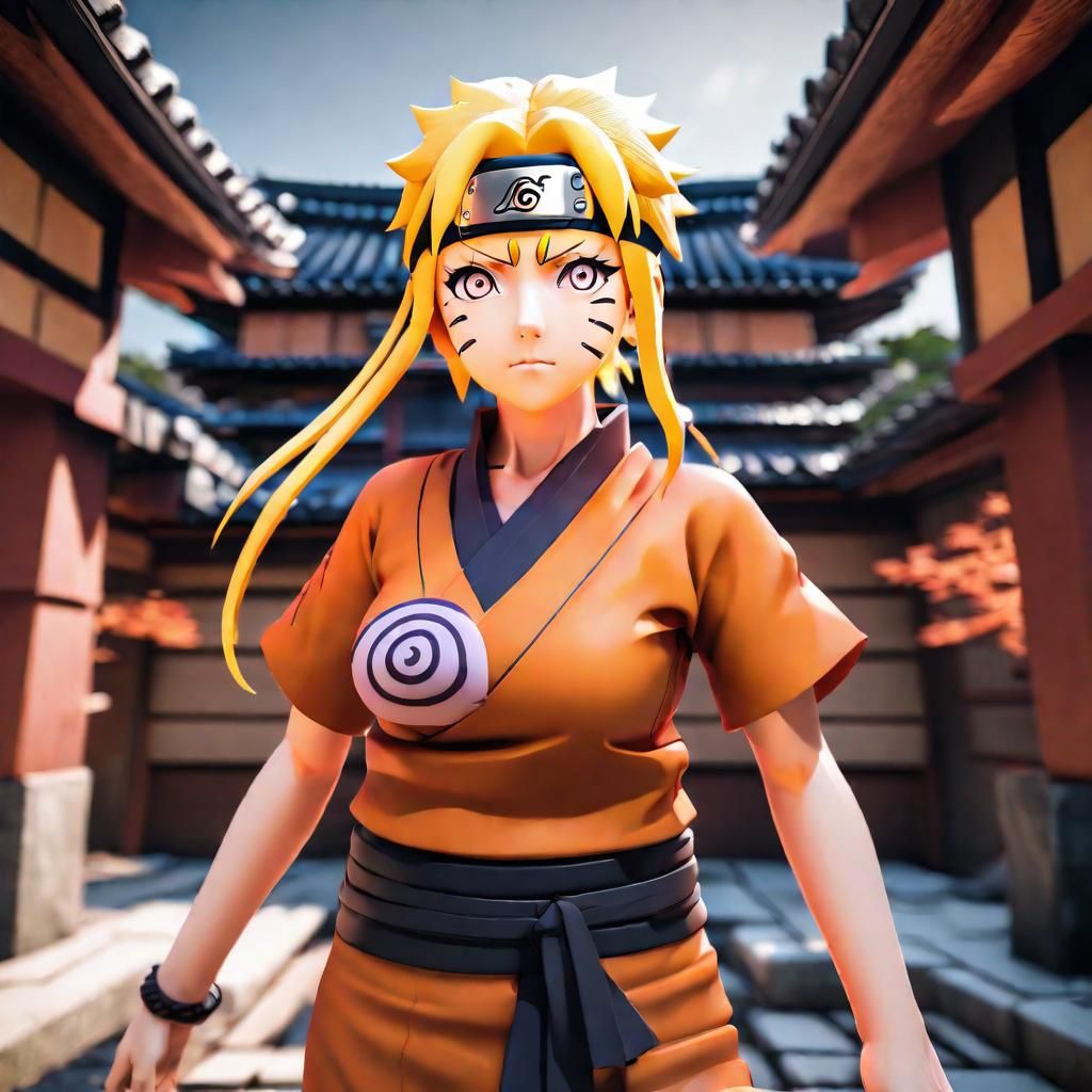 Beautiful Genderbend Naruto Uzumaki: Detailed Matte Painting