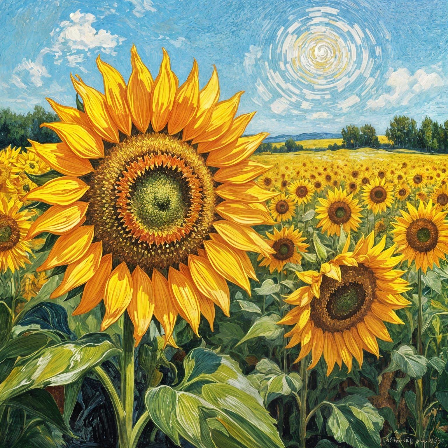 Sunflowers in Romanticism Style