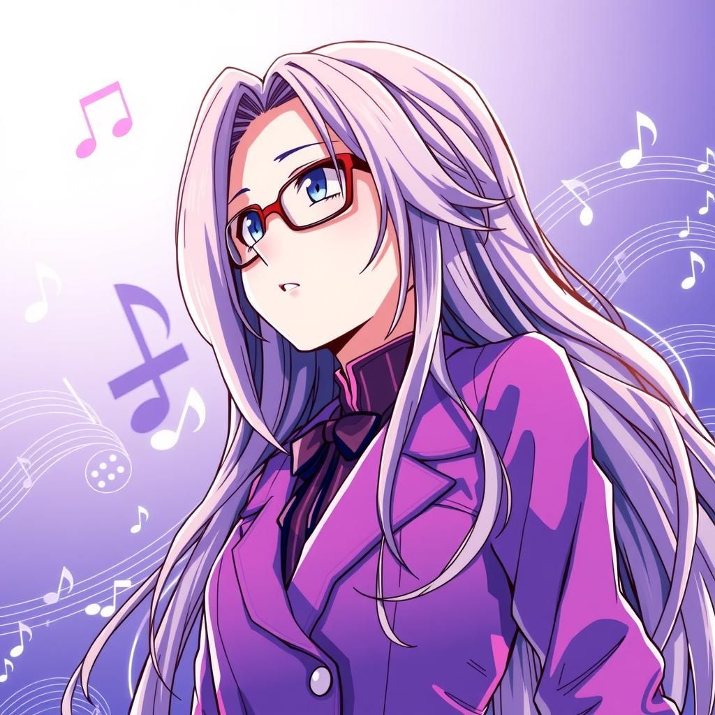 Woman with Music Notes in Manga Art Style