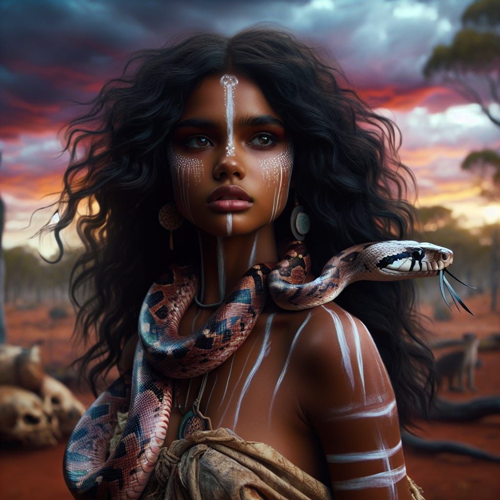 Eingana: Australian Aboriginal Snake Goddess in Digital Art