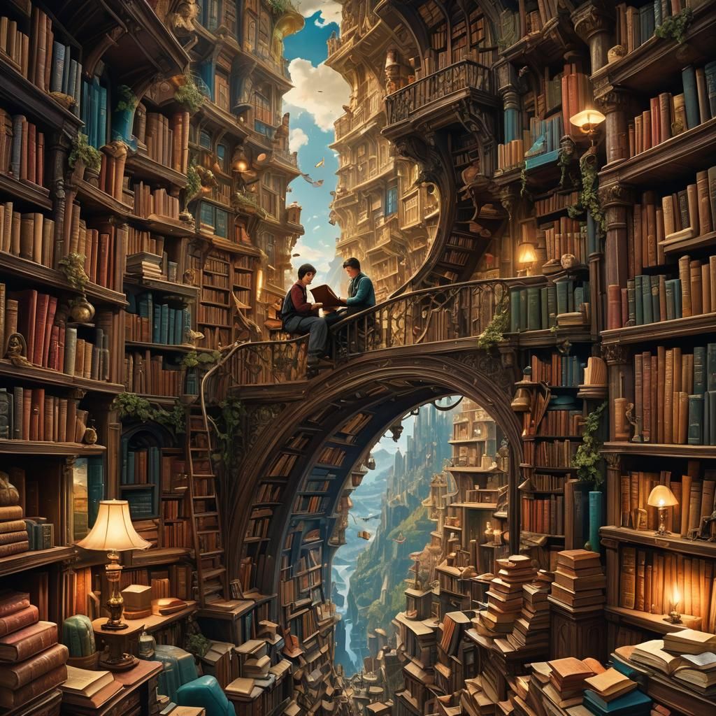 Bookworm's Journey: A Detailed Matte Painting