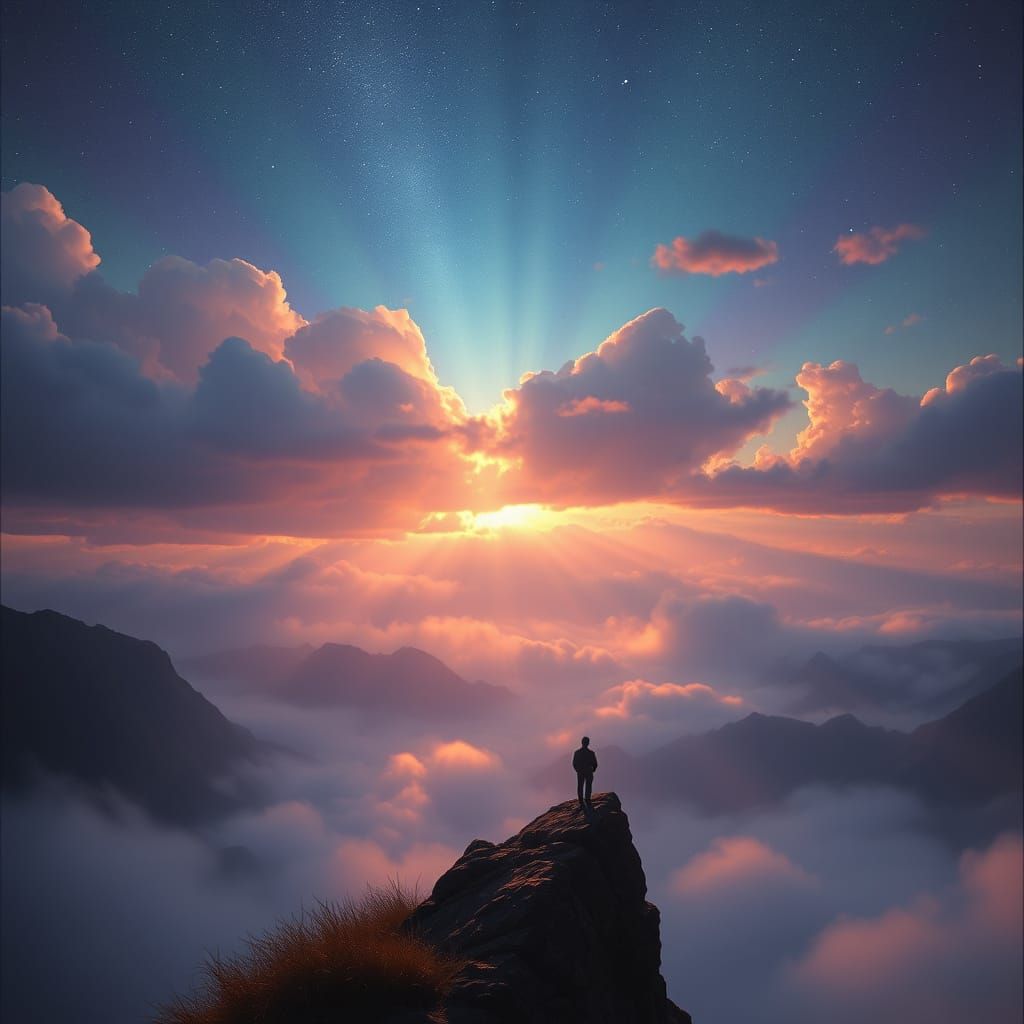 Surreal Scene with Dynamic Lighting in Synthetism Style