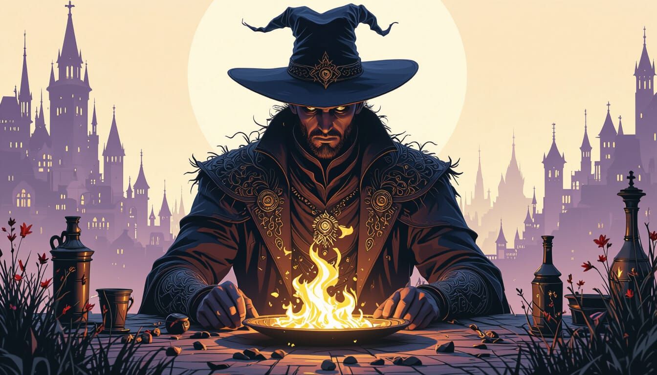 Dark Fantasy Masterpiece with Dynamic Lighting in Vibrant Co...