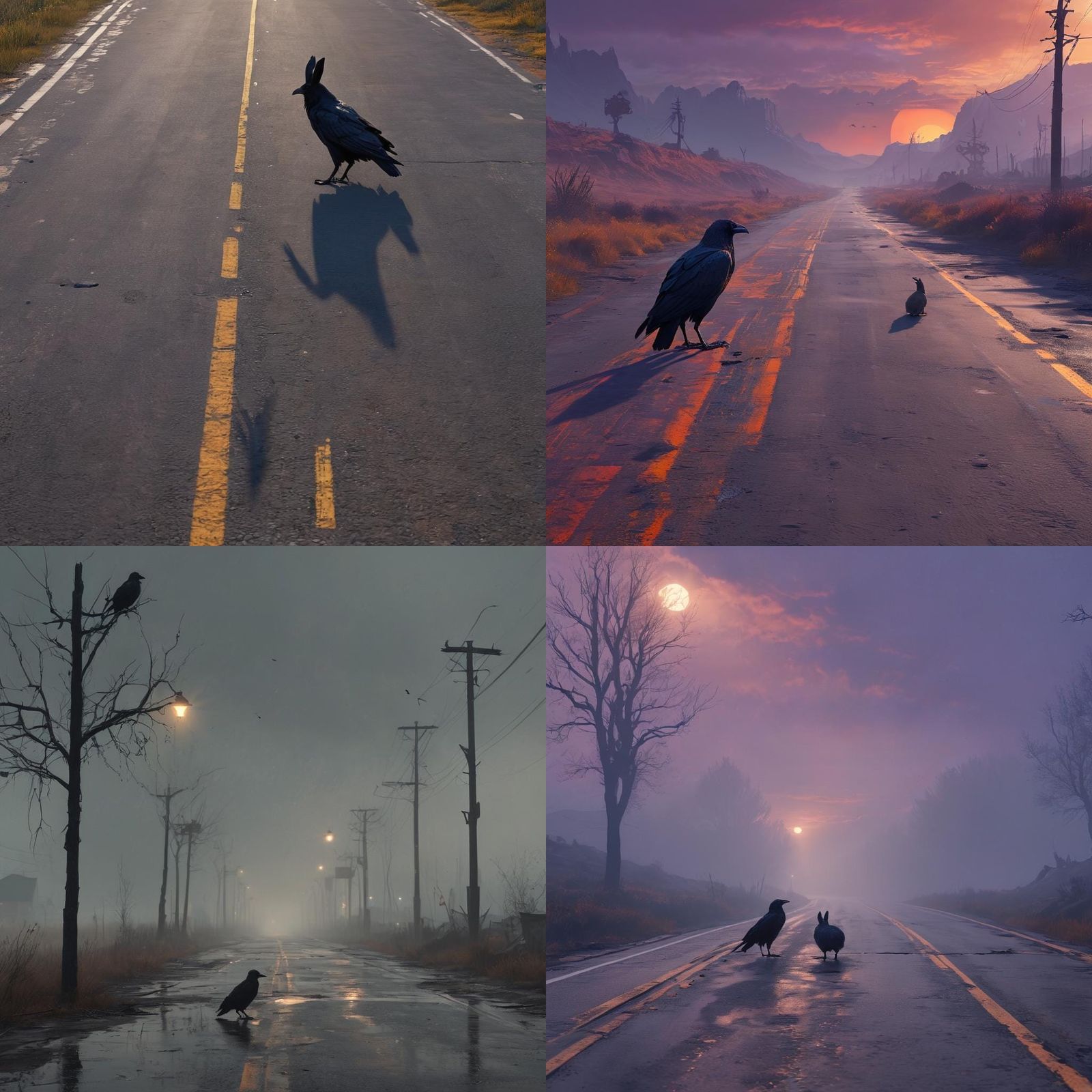 Post-Apocalyptic Landscape with Raven and Rabbit