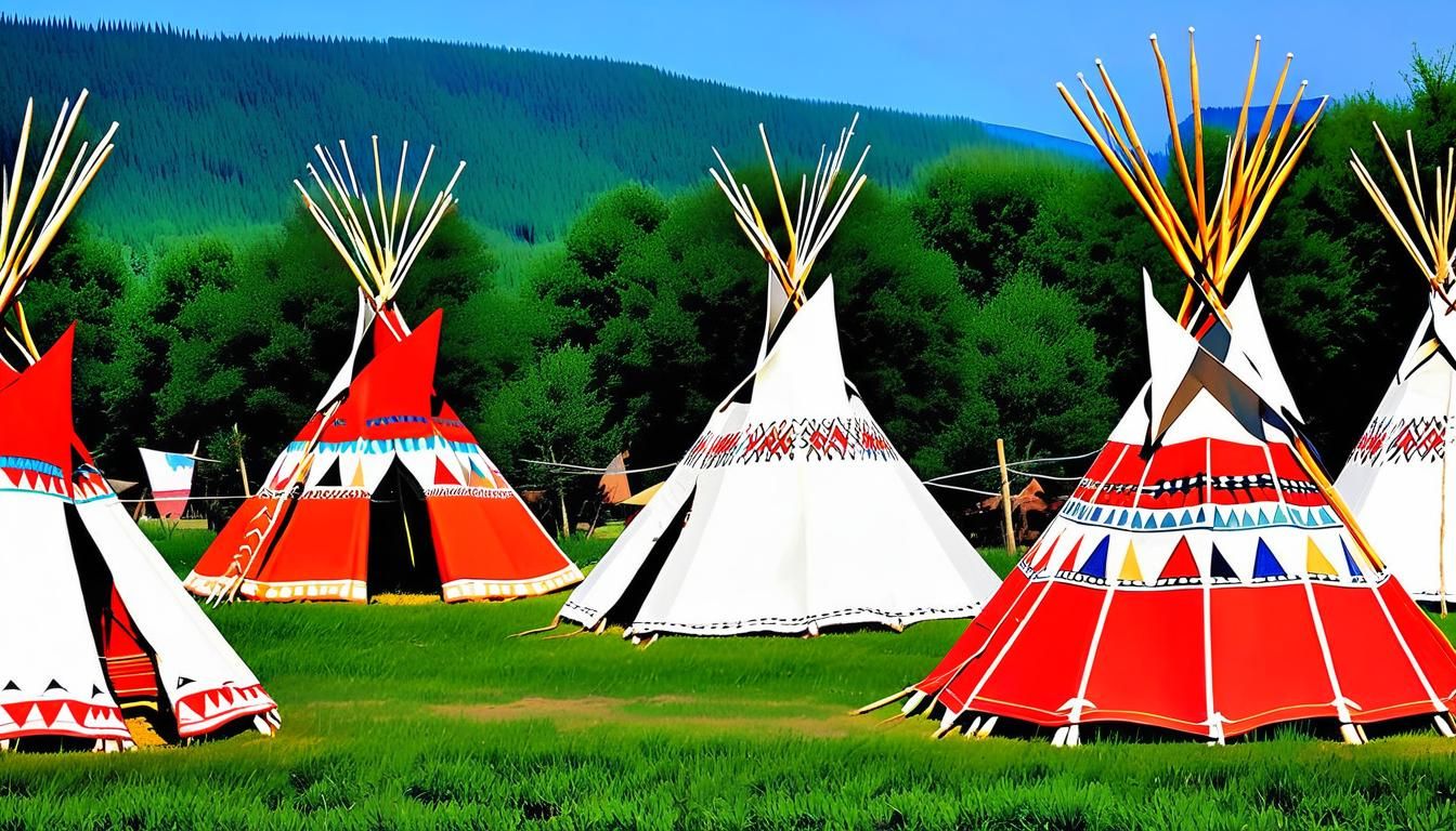 Crow Indian Tipi Village with Bird Motifs