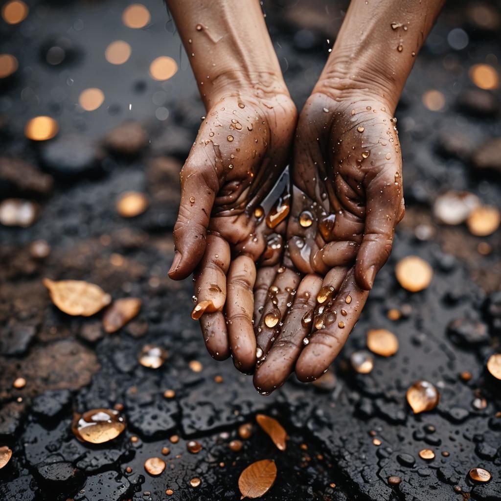 Macro Photograph: Water Droplets on Skin in Desolate Landsca...