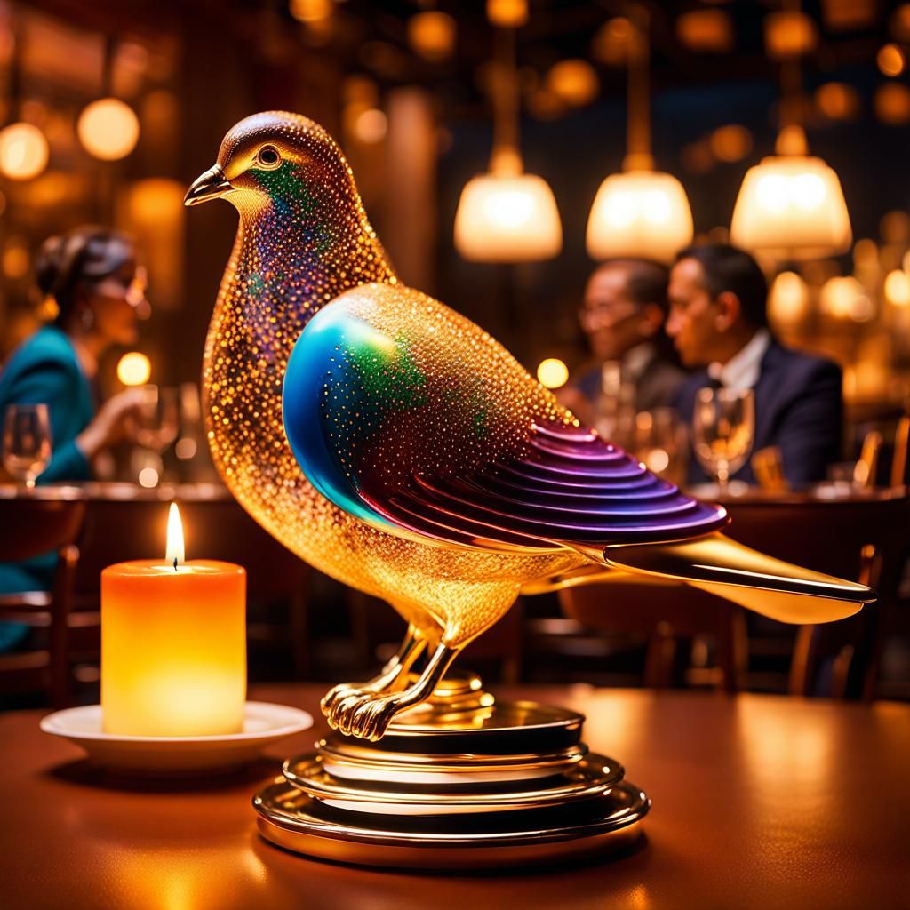 Glass Dove and Sand Man Dinner: Digital Art