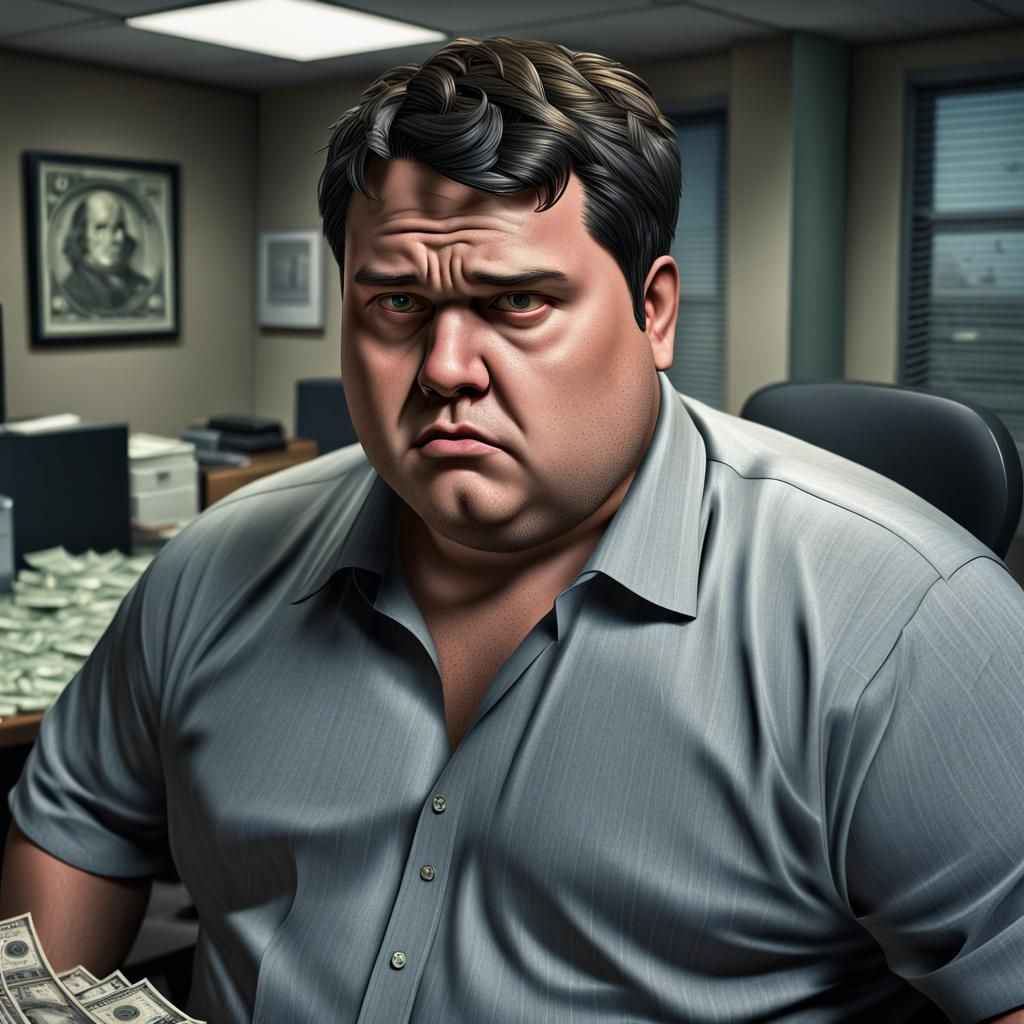 Distressed Man in Office at Night